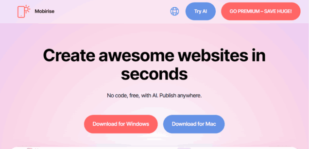 Mobirise AI Website Generator