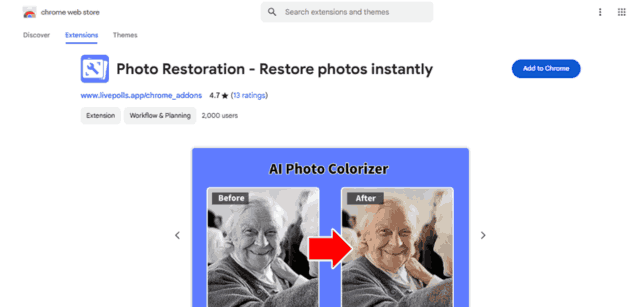 Photo Restoration - Chrome Extension