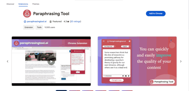 Paraphrasingtool.ai - Chrome Extension