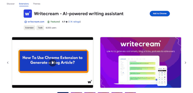 Writecream - Chrome Extension